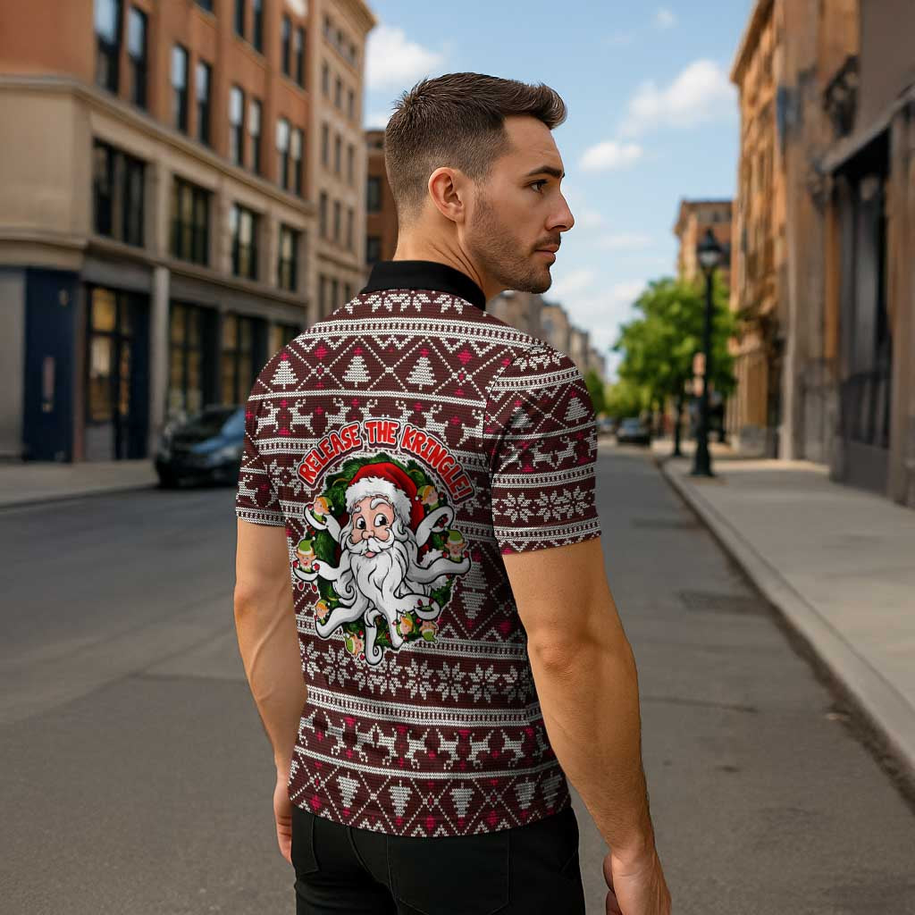 Funny Santa Claus Release The Kringle Christmas Zipper Polo Shirt Xmas Holiday Patterns - Wonder Print Shop