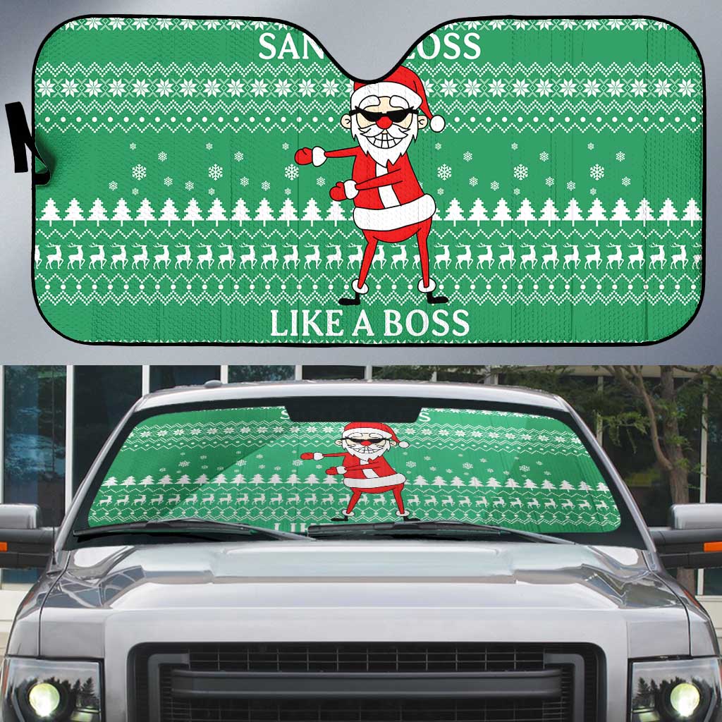 Funny Santa Claus Christmas Auto Sun Shade Xmas Holiday Patterns - Wonder Print Shop