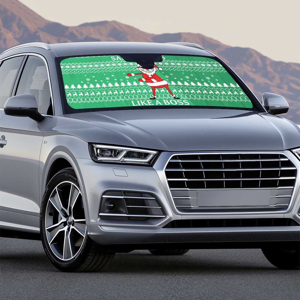 Funny Santa Claus Christmas Auto Sun Shade Xmas Holiday Patterns - Wonder Print Shop