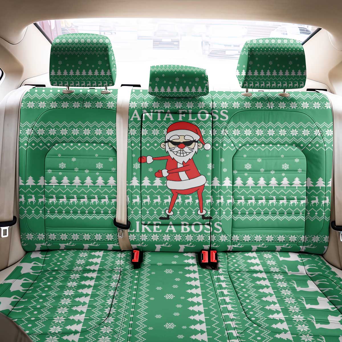 Funny Santa Claus Christmas Back Car Seat Cover Xmas Holiday Patterns - Wonder Print Shop
