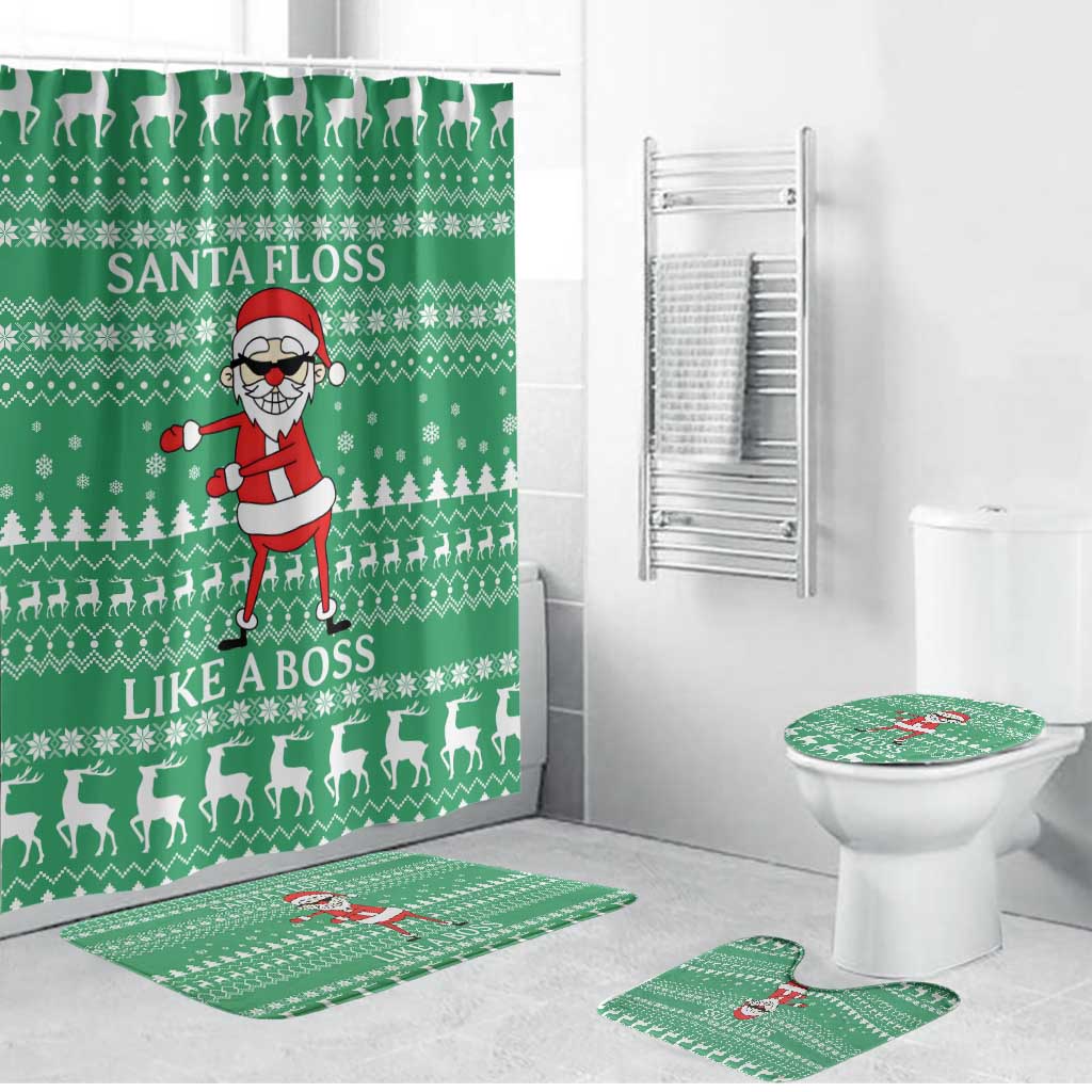 Funny Santa Claus Christmas Bathroom Set Xmas Holiday Patterns - Wonder Print Shop