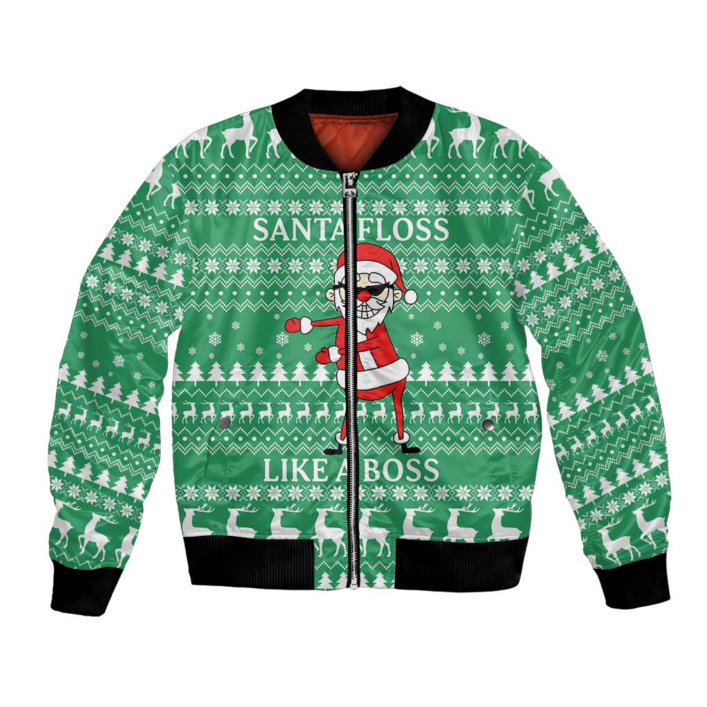Funny Santa Claus Christmas Bomber Jacket Xmas Holiday Patterns - Wonder Print Shop
