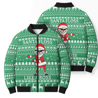 Funny Santa Claus Christmas Bomber Puffer Jacket Xmas Holiday Patterns - Wonder Print Shop