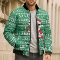 Funny Santa Claus Christmas Bomber Puffer Jacket Xmas Holiday Patterns - Wonder Print Shop