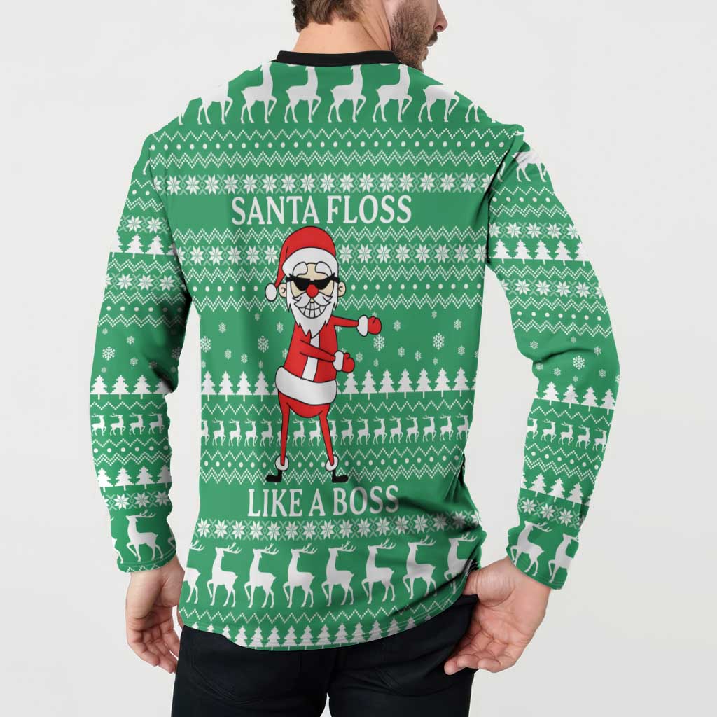 Funny Santa Claus Christmas Button Sweatshirt Xmas Holiday Patterns - Wonder Print Shop