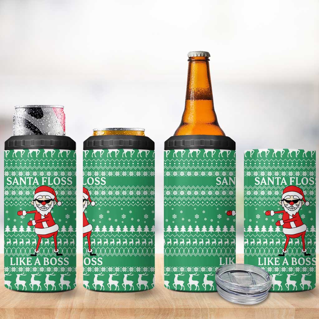 Funny Santa Claus Christmas 4 in 1 Can Cooler Tumbler Xmas Holiday Patterns - Wonder Print Shop