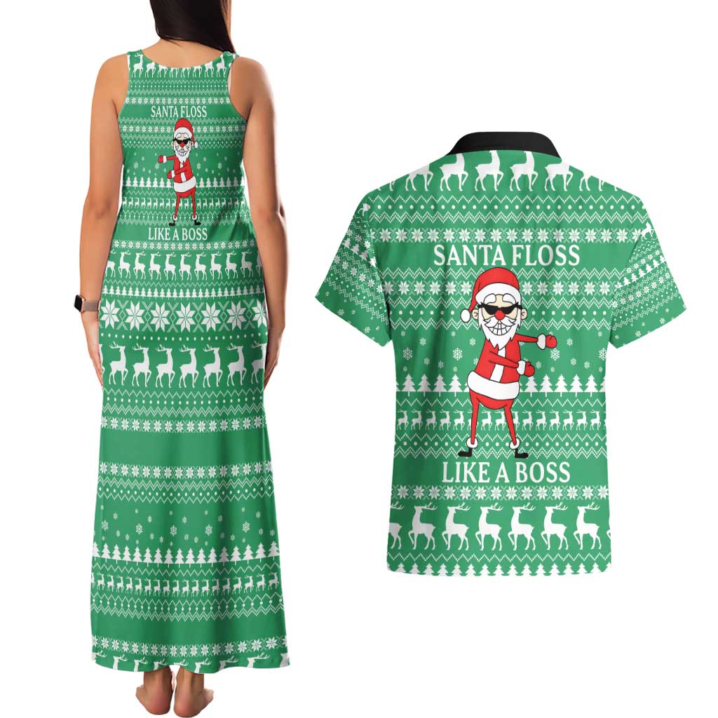 Funny Santa Claus Christmas Couples Matching Tank Maxi Dress and Hawaiian Shirt Xmas Holiday Patterns - Wonder Print Shop