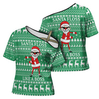 Funny Santa Claus Christmas Cross Shoulder Shirt Xmas Holiday Patterns - Wonder Print Shop