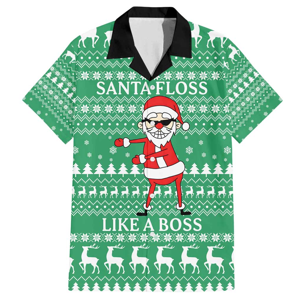 Funny Santa Claus Christmas Family Matching Long Sleeve Bodycon Dress and Hawaiian Shirt Xmas Holiday Patterns - Wonder Print Shop