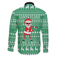 Funny Santa Claus Christmas Family Matching Long Sleeve Bodycon Dress and Hawaiian Shirt Xmas Holiday Patterns - Wonder Print Shop
