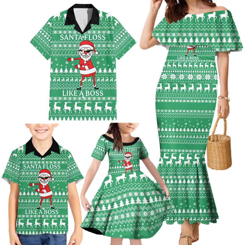 Funny Santa Claus Christmas Family Matching Mermaid Dress and Hawaiian Shirt Xmas Holiday Patterns - Wonder Print Shop
