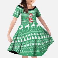 Funny Santa Claus Christmas Family Matching Off The Shoulder Long Sleeve Dress and Hawaiian Shirt Xmas Holiday Patterns - Wonder Print Shop