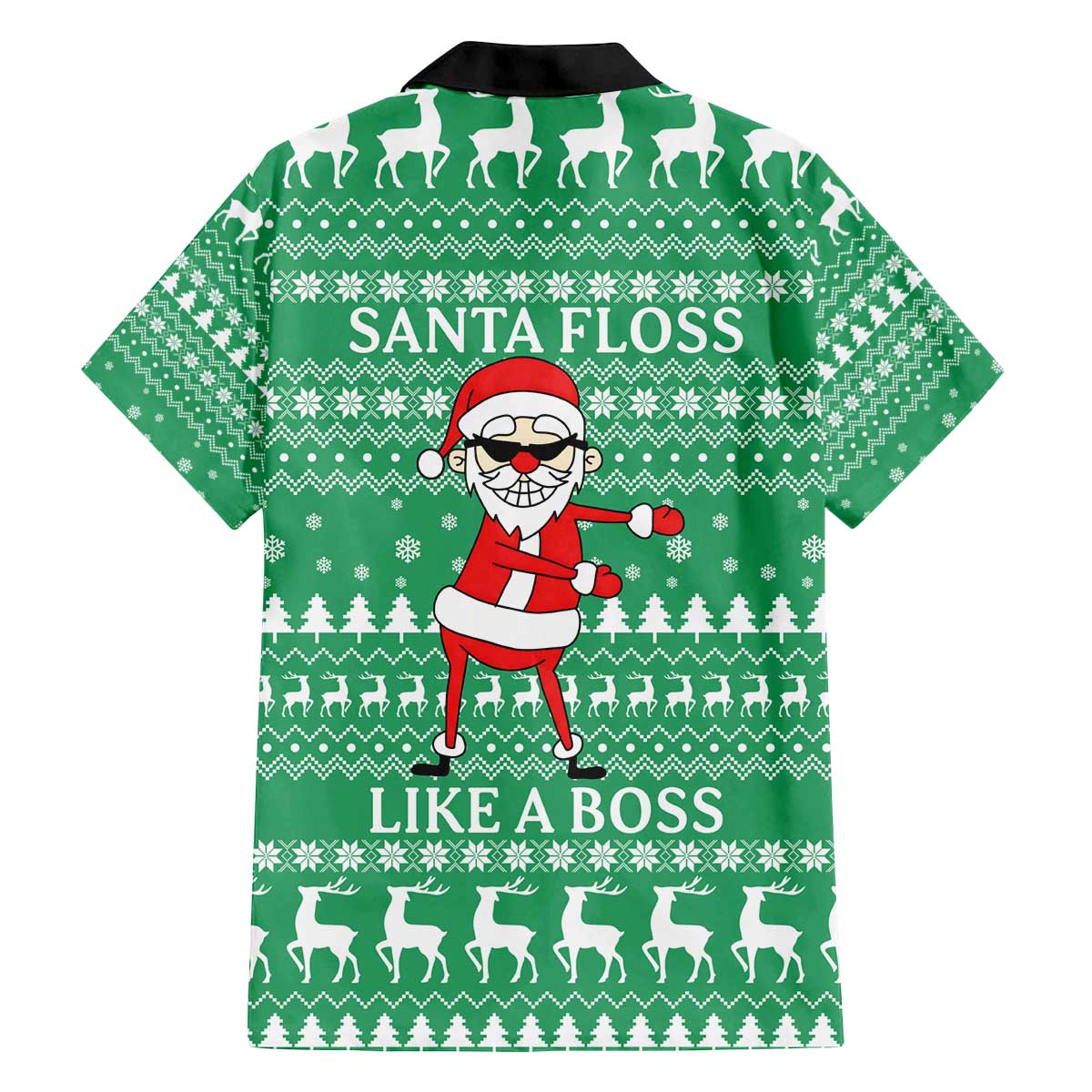 Funny Santa Claus Christmas Family Matching Off The Shoulder Long Sleeve Dress and Hawaiian Shirt Xmas Holiday Patterns - Wonder Print Shop