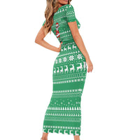 Funny Santa Claus Christmas Family Matching Short Sleeve Bodycon Dress and Hawaiian Shirt Xmas Holiday Patterns - Wonder Print Shop
