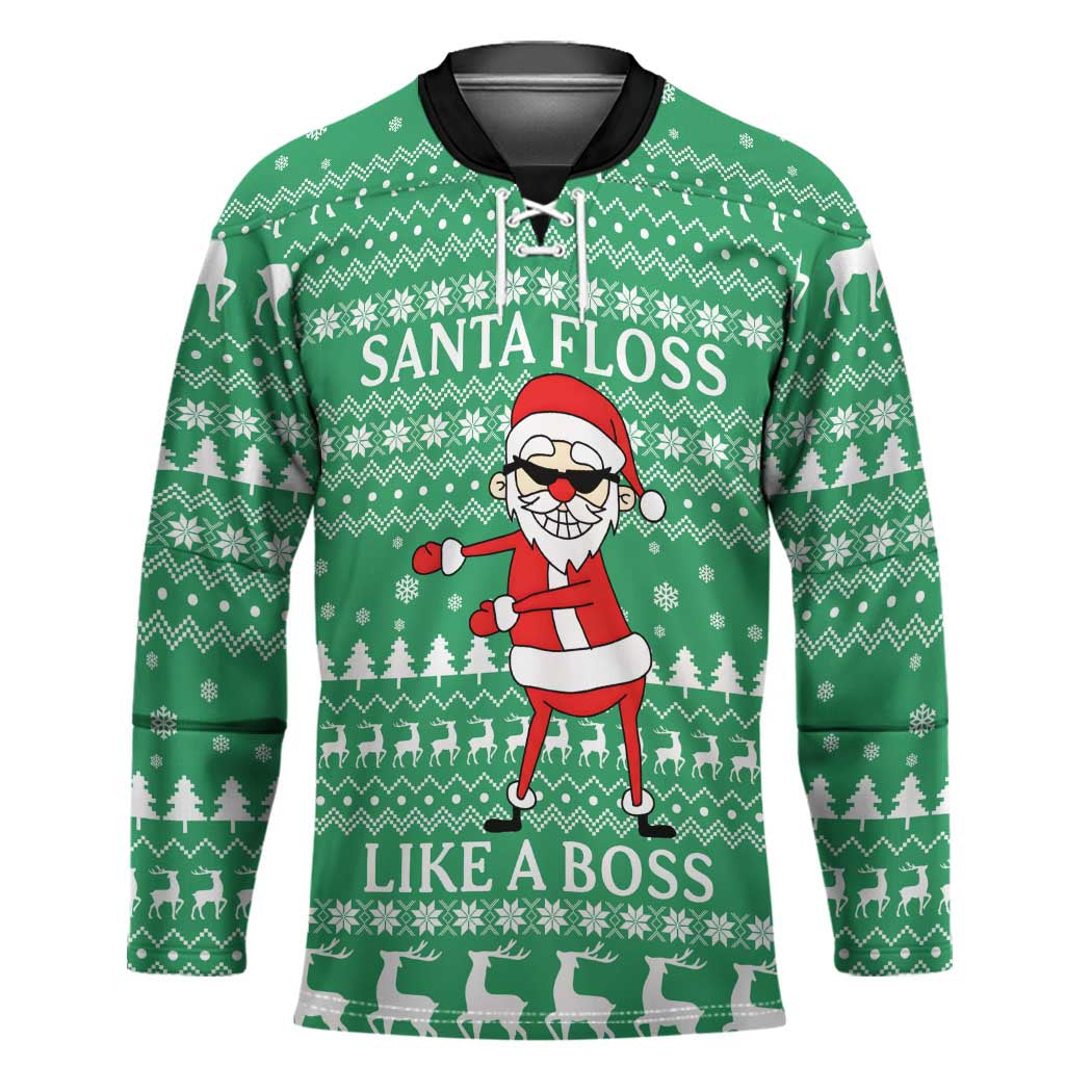 Funny Santa Claus Christmas Hockey Jersey Xmas Holiday Patterns - Wonder Print Shop