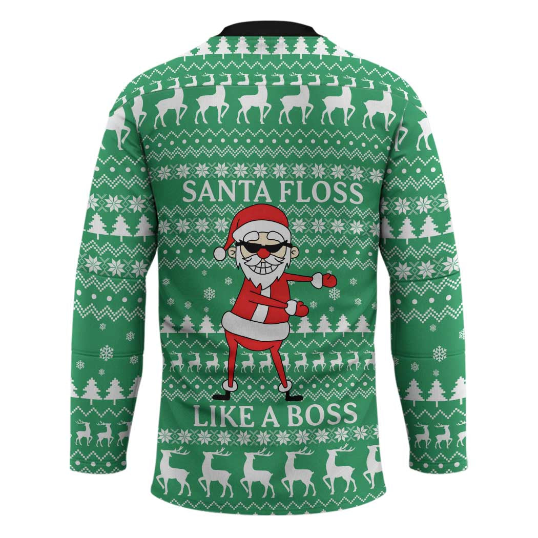 Funny Santa Claus Christmas Hockey Jersey Xmas Holiday Patterns - Wonder Print Shop