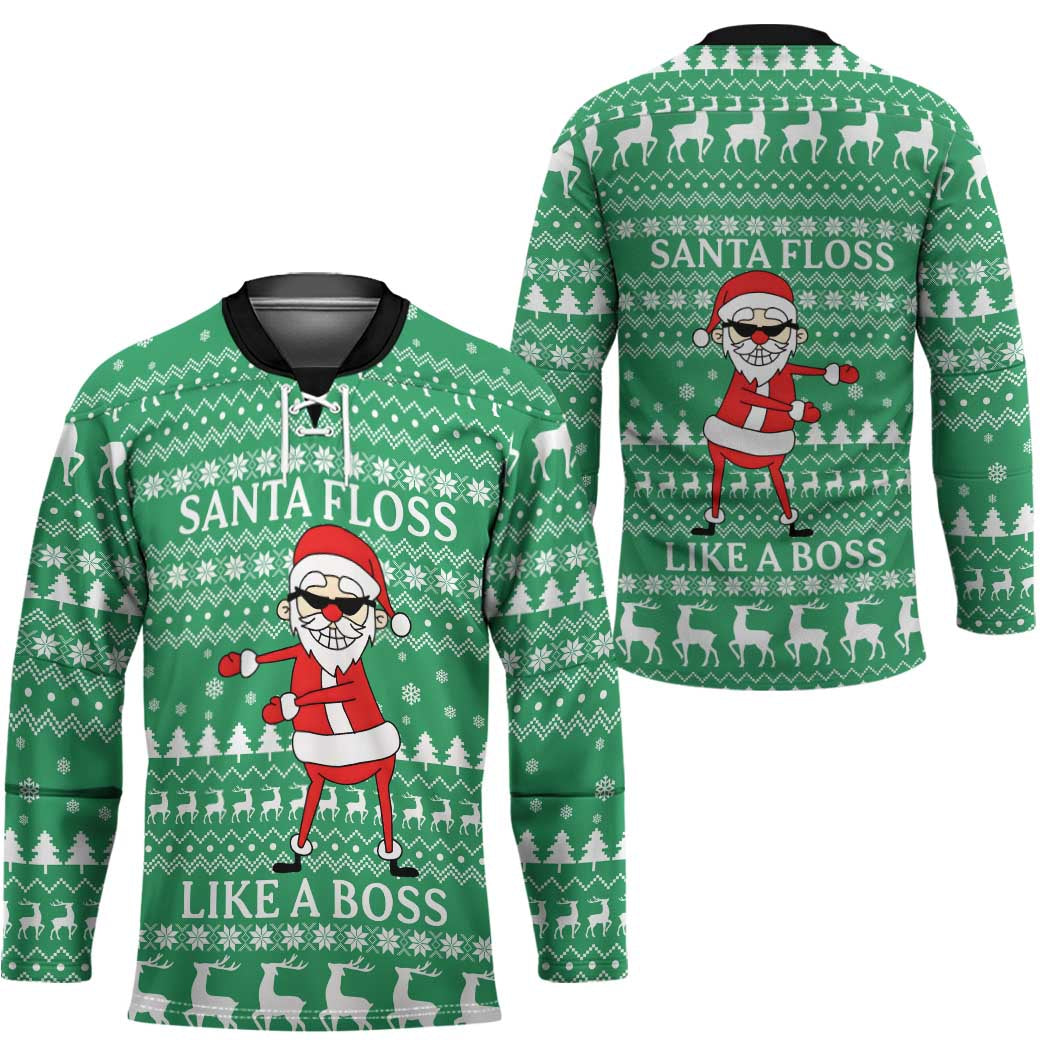 Funny Santa Claus Christmas Hockey Jersey Xmas Holiday Patterns - Wonder Print Shop