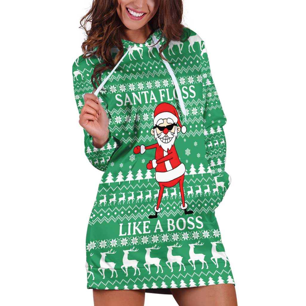 Funny Santa Claus Christmas Hoodie Dress Xmas Holiday Patterns - Wonder Print Shop