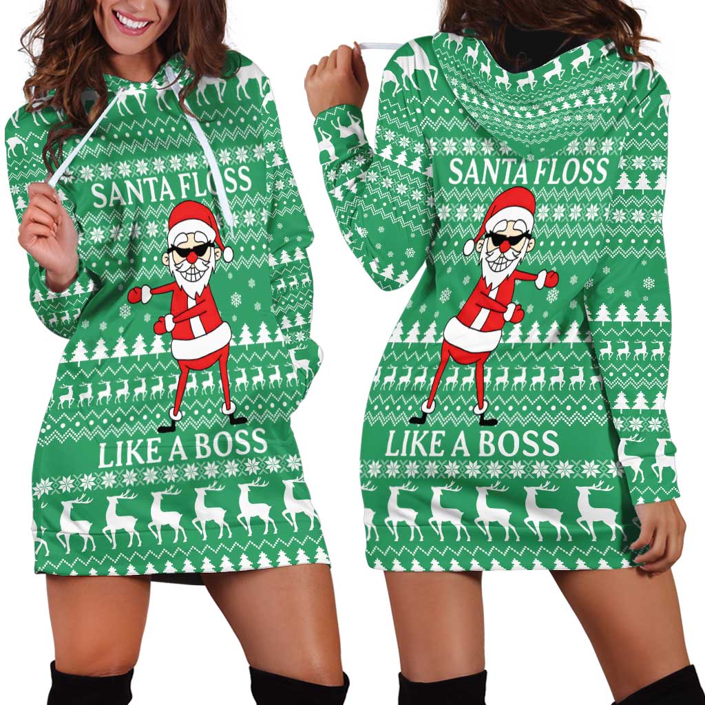 Funny Santa Claus Christmas Hoodie Dress Xmas Holiday Patterns - Wonder Print Shop