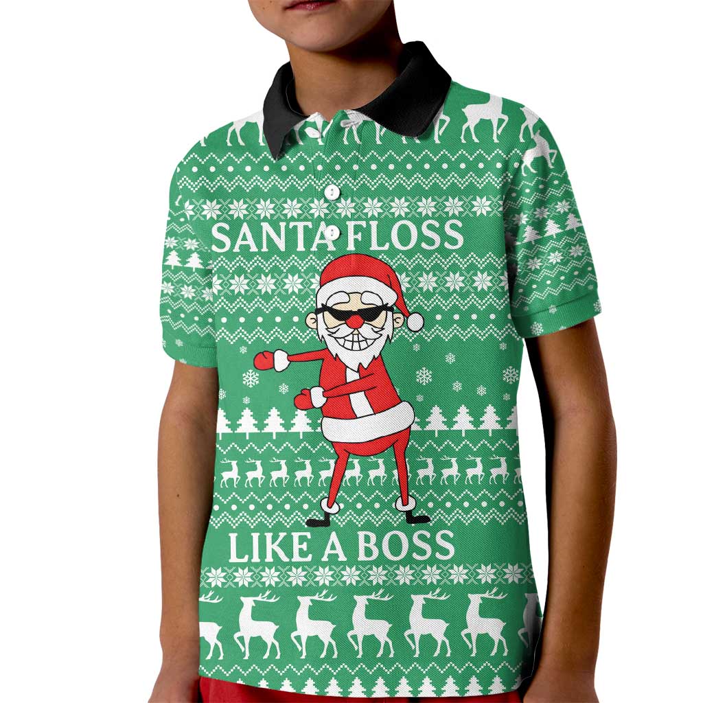 Funny Santa Claus Christmas Kid Polo Shirt Xmas Holiday Patterns - Wonder Print Shop