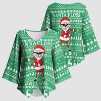 Funny Santa Claus Christmas Kimono Sleeve Blouse Xmas Holiday Patterns - Wonder Print Shop