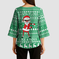 Funny Santa Claus Christmas Kimono Sleeve Blouse Xmas Holiday Patterns - Wonder Print Shop