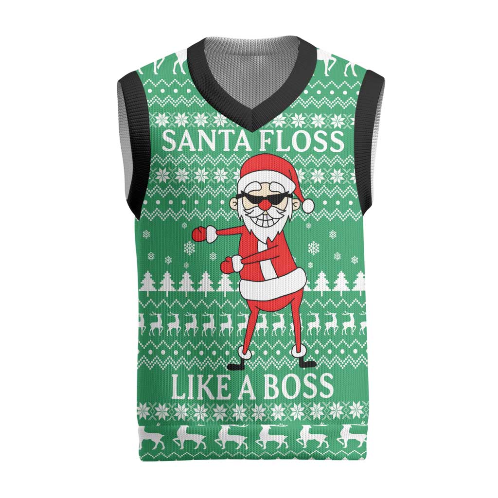 Funny Santa Claus Christmas Knitted V-Neck Vest Xmas Holiday Patterns - Wonder Print Shop