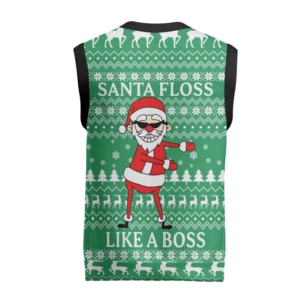 Funny Santa Claus Christmas Knitted V-Neck Vest Xmas Holiday Patterns - Wonder Print Shop