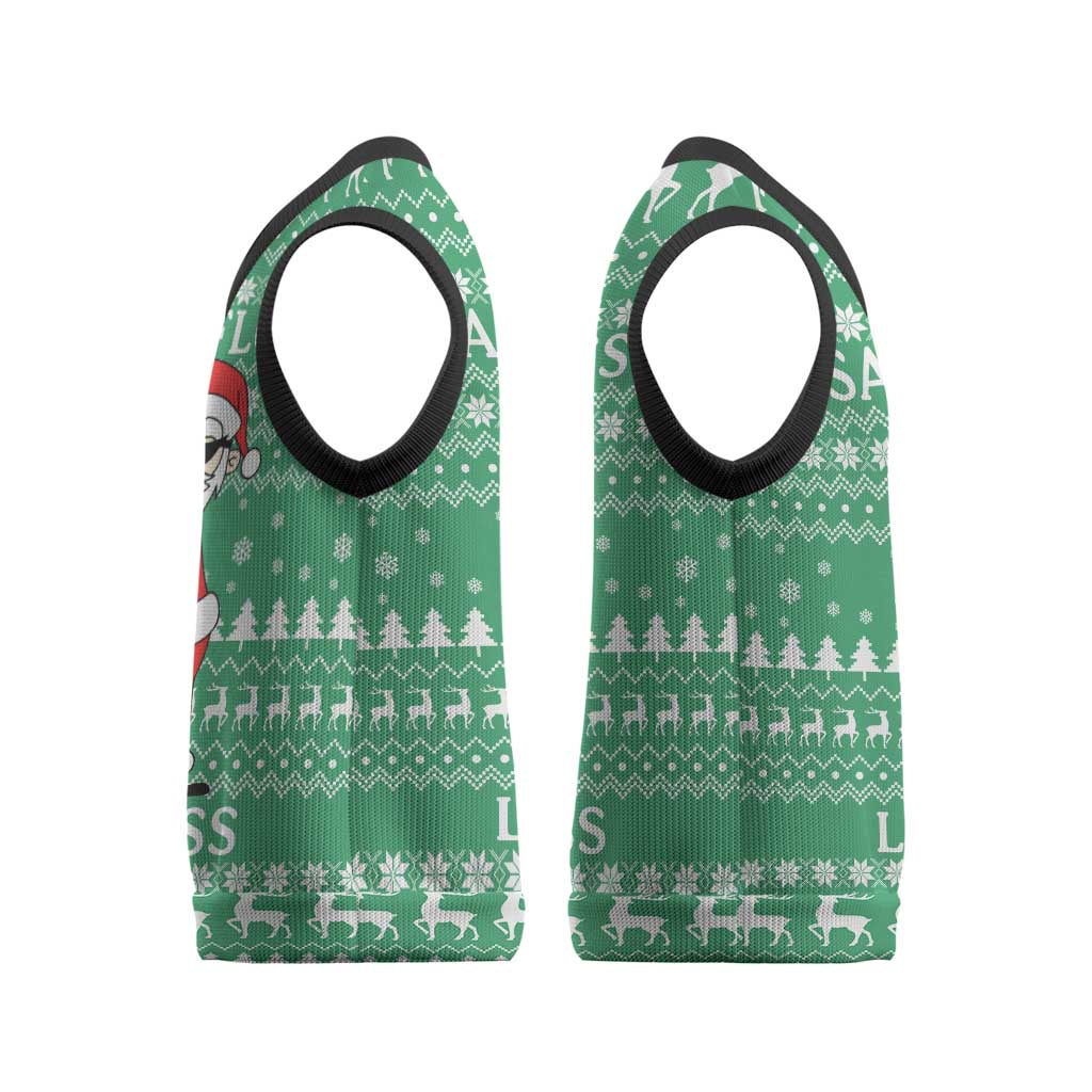 Funny Santa Claus Christmas Knitted V-Neck Vest Xmas Holiday Patterns - Wonder Print Shop