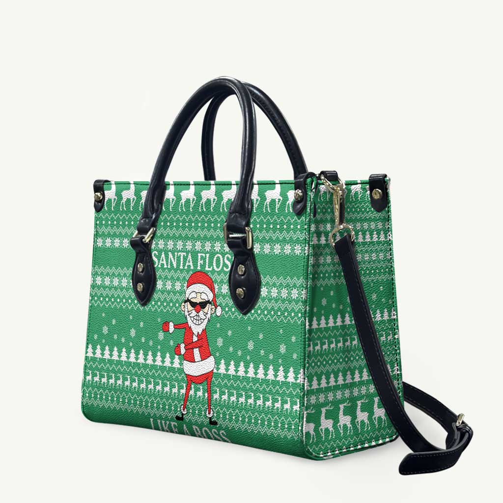 Funny Santa Claus Christmas Leather Bag Xmas Holiday Patterns - Wonder Print Shop