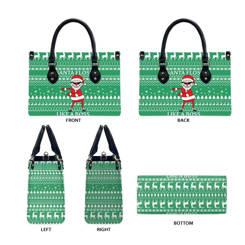 Funny Santa Claus Christmas Leather Bag Xmas Holiday Patterns - Wonder Print Shop