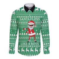 Funny Santa Claus Christmas Long Sleeve Button Shirt Xmas Holiday Patterns - Wonder Print Shop