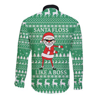 Funny Santa Claus Christmas Long Sleeve Button Shirt Xmas Holiday Patterns - Wonder Print Shop