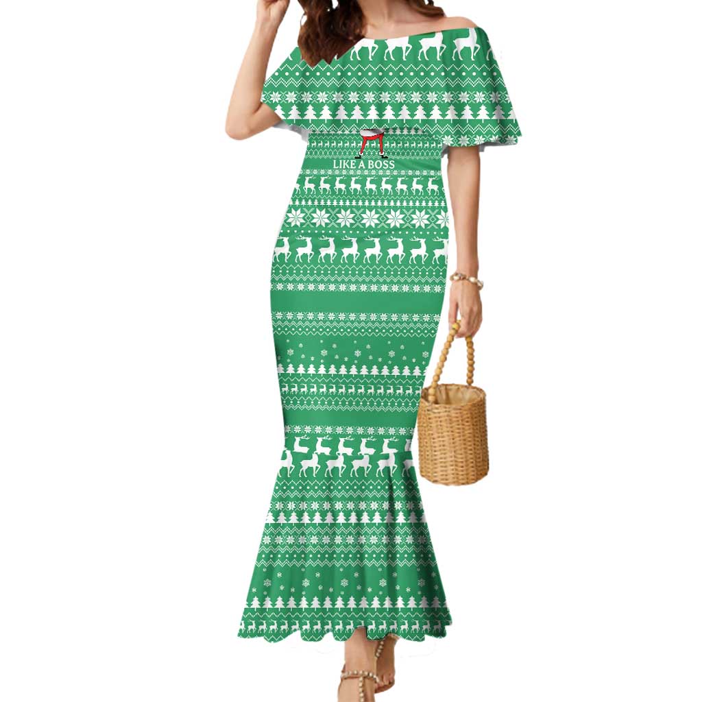 Funny Santa Claus Christmas Mermaid Dress Xmas Holiday Patterns - Wonder Print Shop