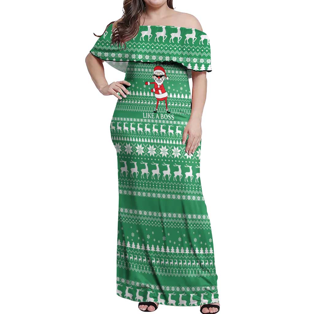 Funny Santa Claus Christmas Off Shoulder Maxi Dress Xmas Holiday Patterns - Wonder Print Shop