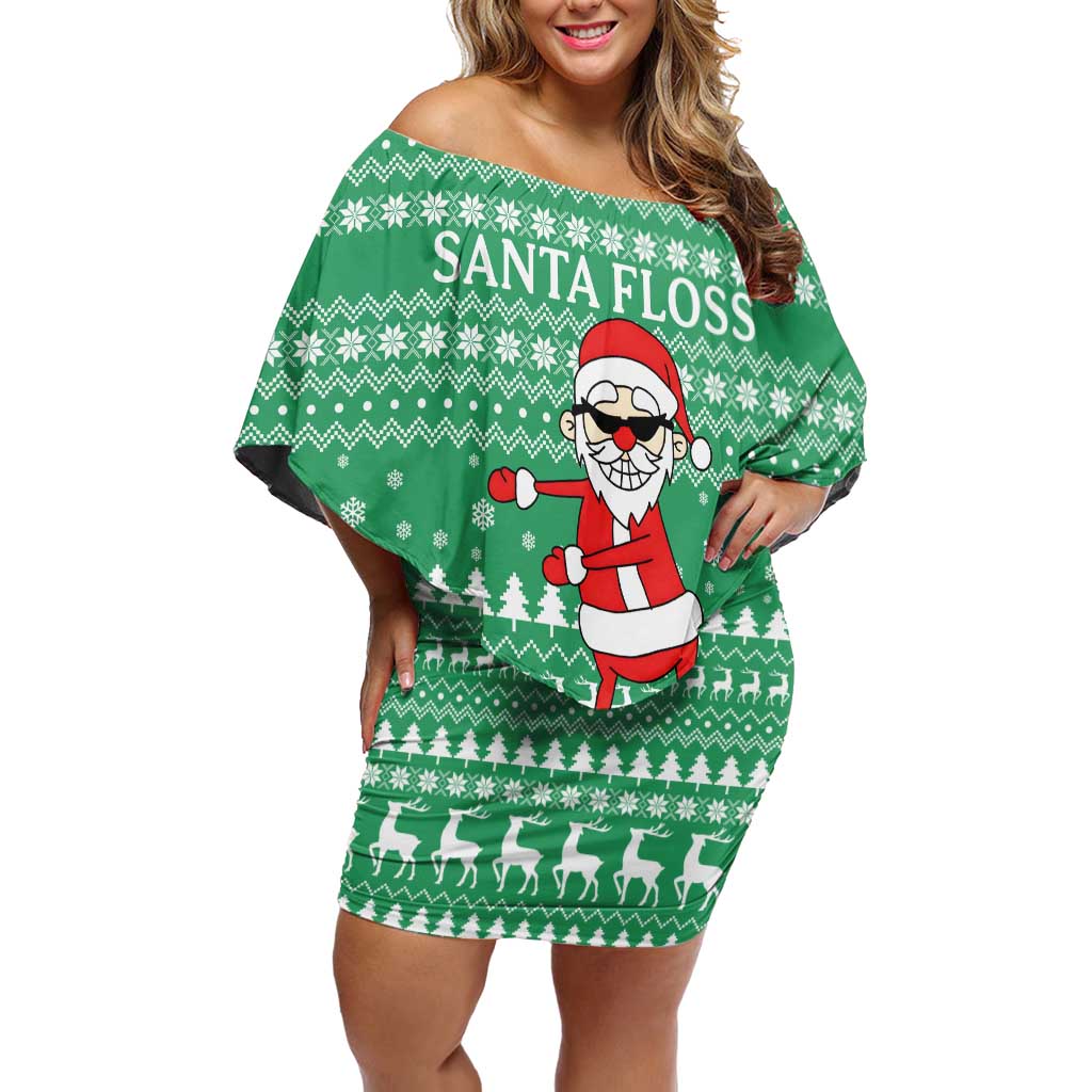 Funny Santa Claus Christmas Off Shoulder Short Dress Xmas Holiday Patterns - Wonder Print Shop