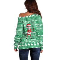 Funny Santa Claus Christmas Off Shoulder Sweater Xmas Holiday Patterns - Wonder Print Shop