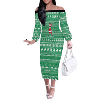 Funny Santa Claus Christmas Off The Shoulder Long Sleeve Dress Xmas Holiday Patterns - Wonder Print Shop