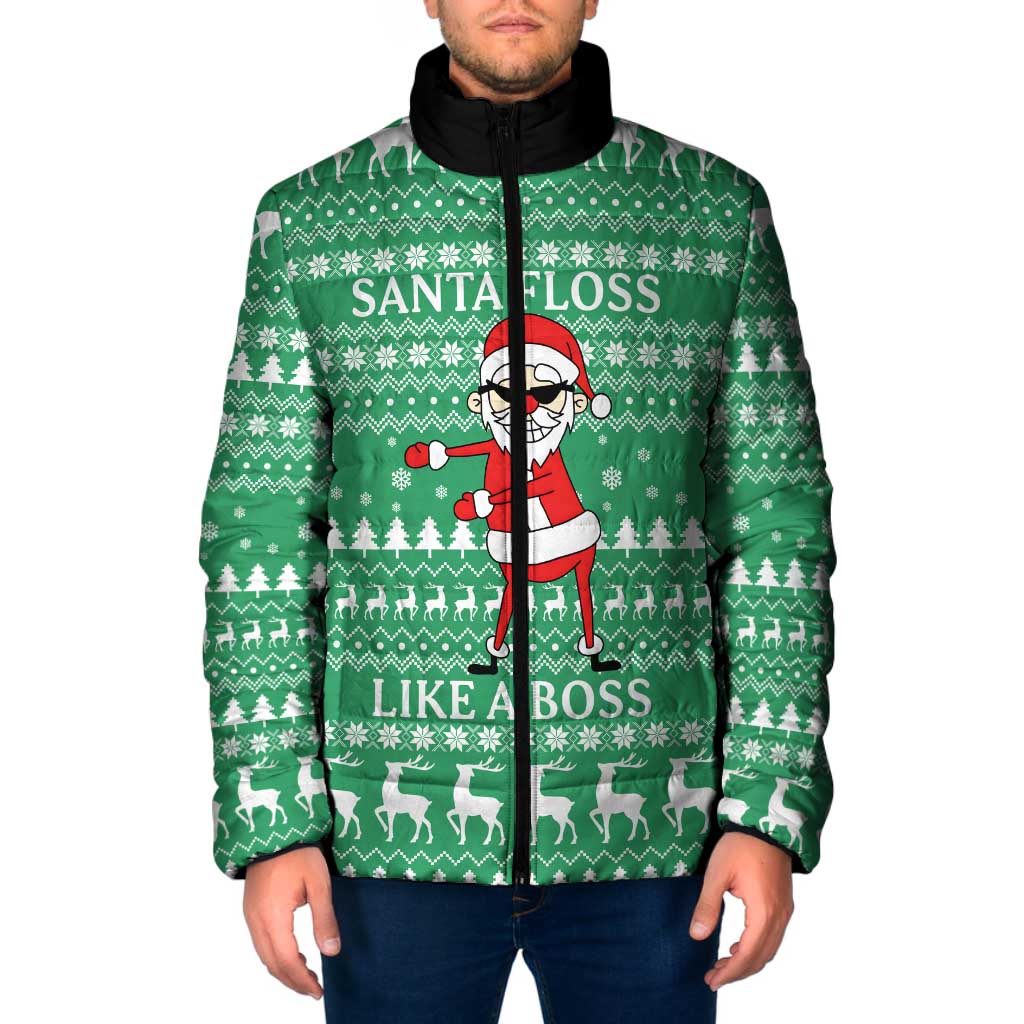 Funny Santa Claus Christmas Padded Jacket Xmas Holiday Patterns - Wonder Print Shop