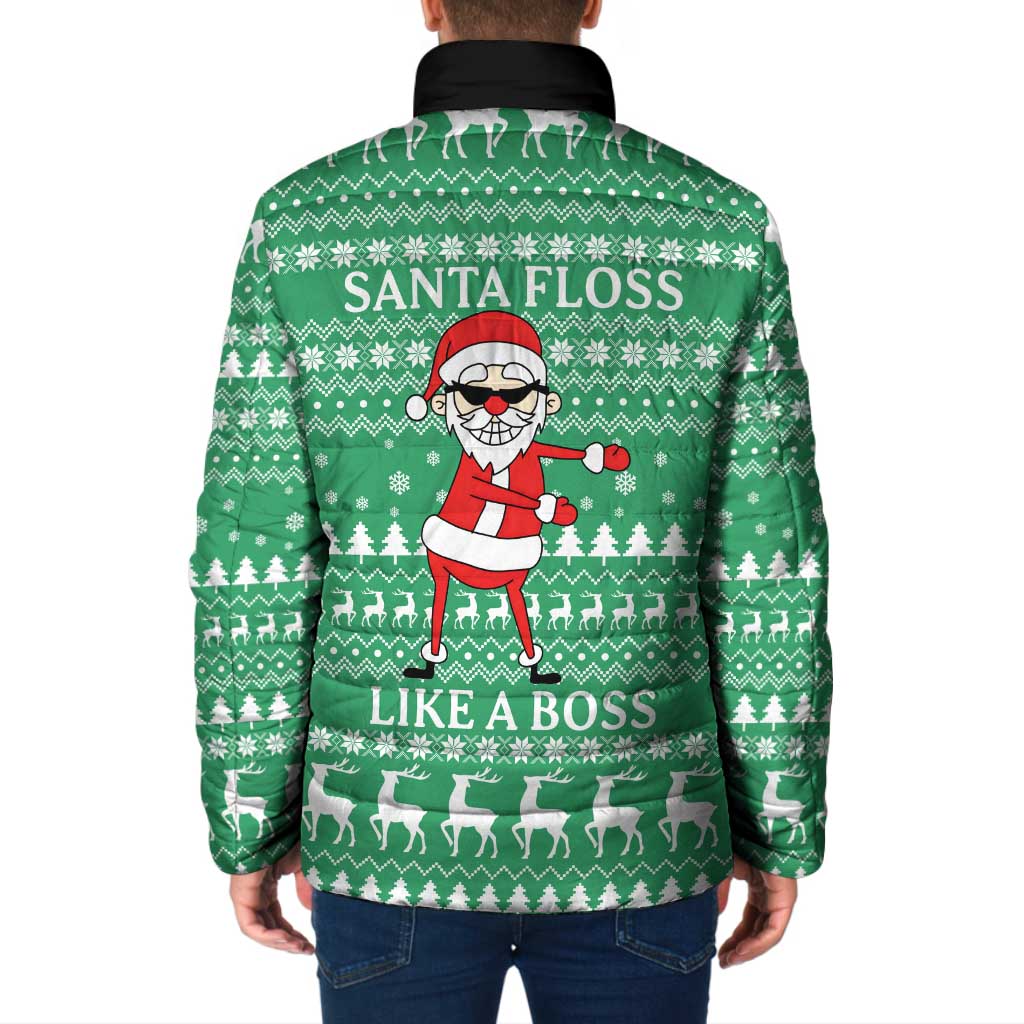 Funny Santa Claus Christmas Padded Jacket Xmas Holiday Patterns - Wonder Print Shop