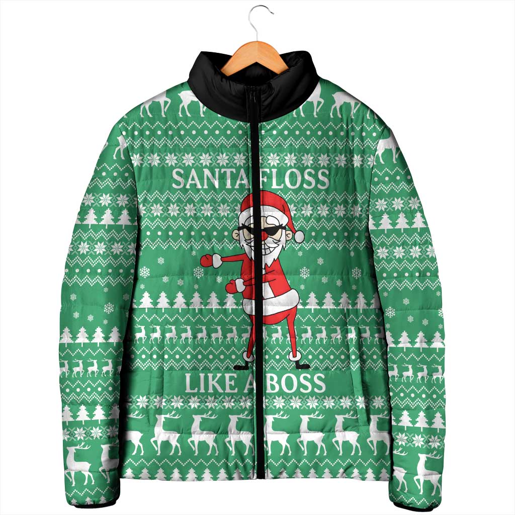 Funny Santa Claus Christmas Padded Jacket Xmas Holiday Patterns - Wonder Print Shop