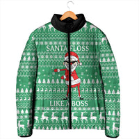 Funny Santa Claus Christmas Padded Jacket Xmas Holiday Patterns - Wonder Print Shop