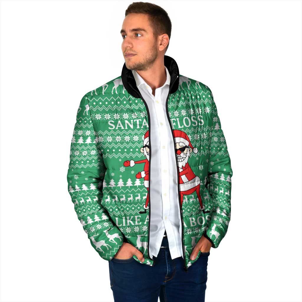 Funny Santa Claus Christmas Padded Jacket Xmas Holiday Patterns - Wonder Print Shop