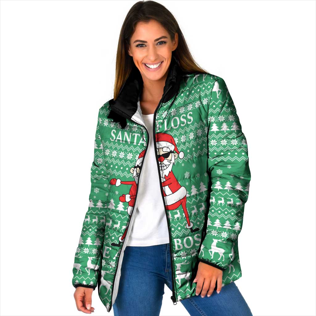 Funny Santa Claus Christmas Padded Jacket Xmas Holiday Patterns - Wonder Print Shop