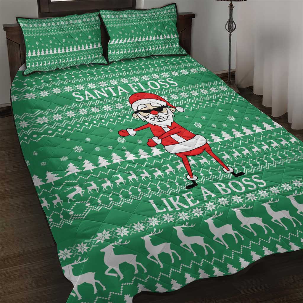 Funny Santa Claus Christmas Quilt Bed Set Xmas Holiday Patterns - Wonder Print Shop