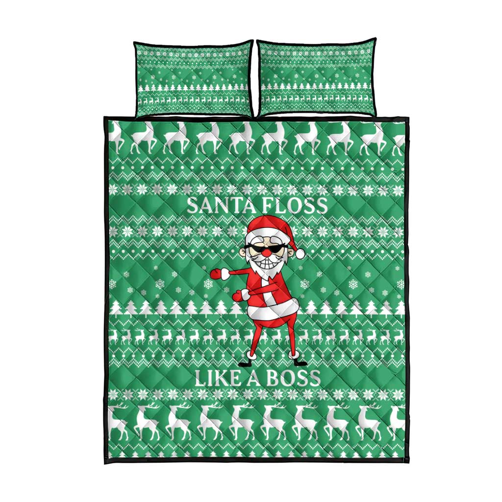 Funny Santa Claus Christmas Quilt Bed Set Xmas Holiday Patterns - Wonder Print Shop