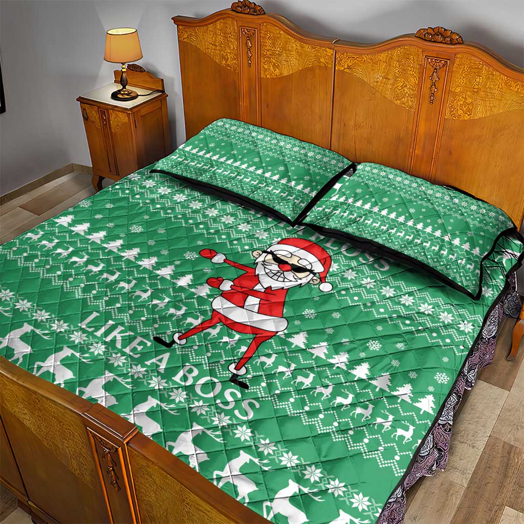 Funny Santa Claus Christmas Quilt Bed Set Xmas Holiday Patterns - Wonder Print Shop