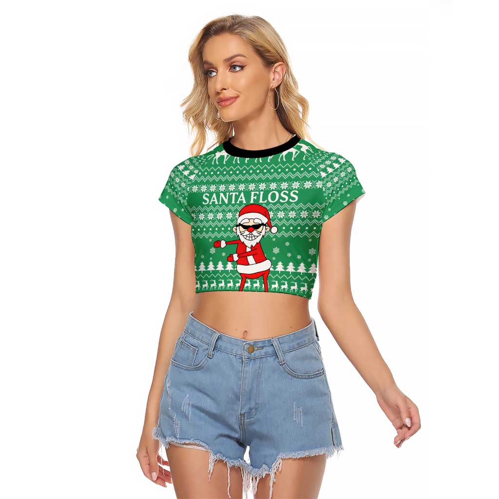 Funny Santa Claus Christmas Raglan Cropped T Shirt Xmas Holiday Patterns - Wonder Print Shop
