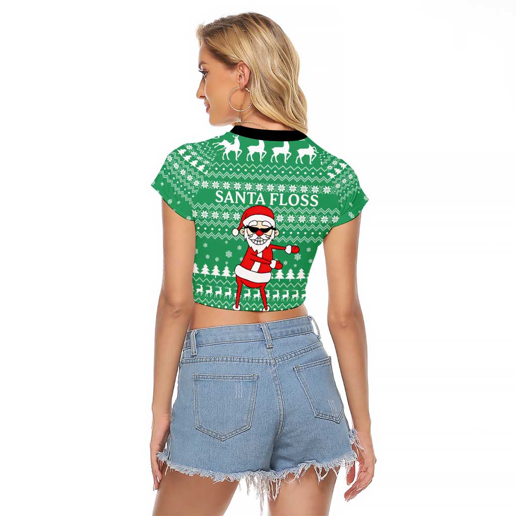Funny Santa Claus Christmas Raglan Cropped T Shirt Xmas Holiday Patterns - Wonder Print Shop