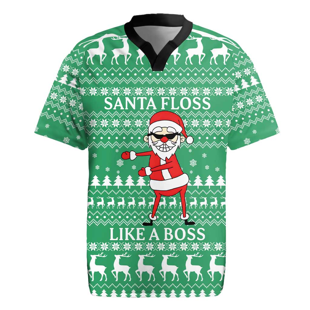 Funny Santa Claus Christmas Rugby Jersey Xmas Holiday Patterns - Wonder Print Shop